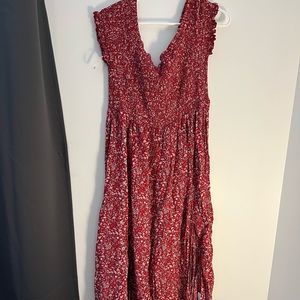 Off the shoulder floral red dress